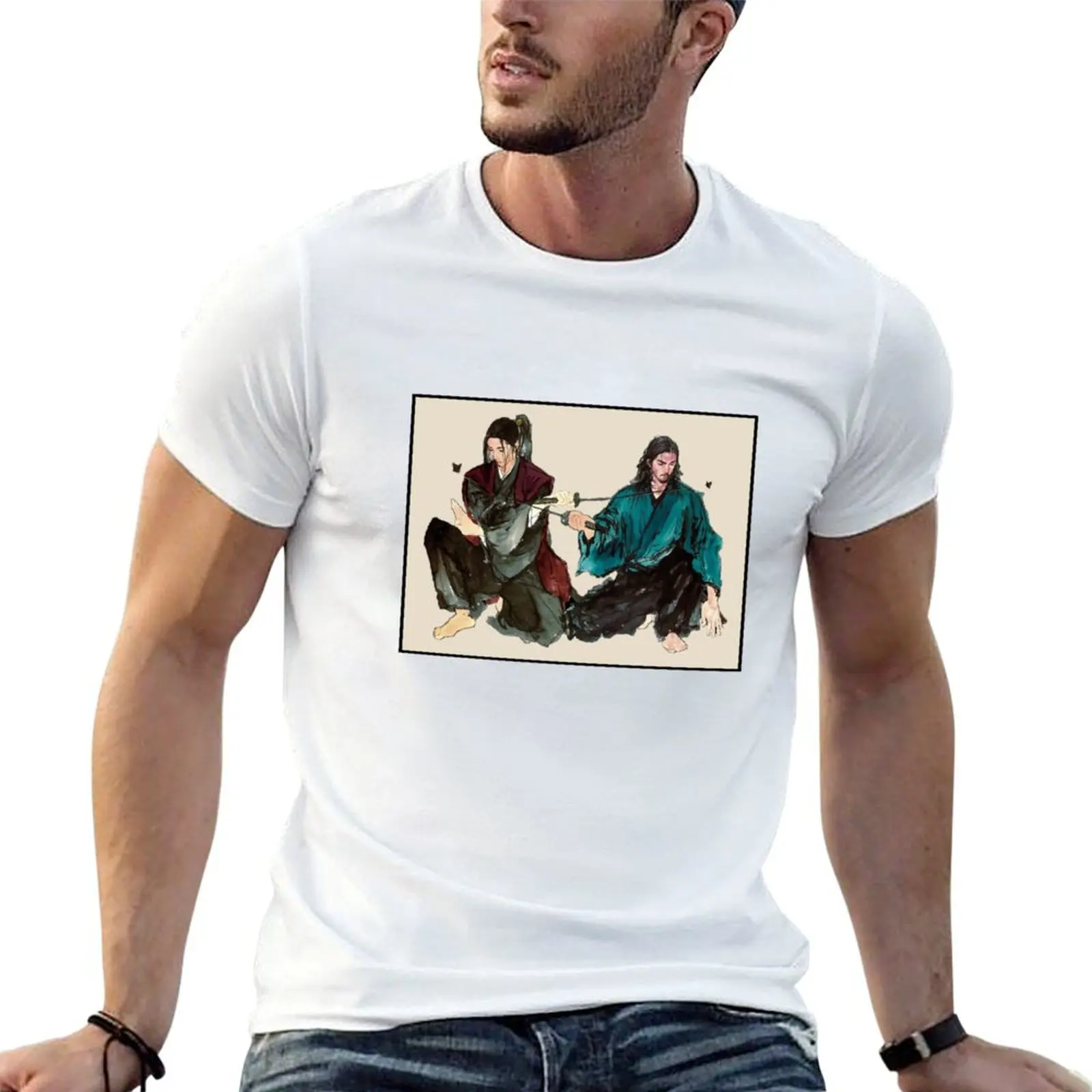Inoue Takehiko Vagabond Manga Musashi Miyamoto vs Sasaki Kojiro T-Shirt Comfort Stretch Tee Shirt