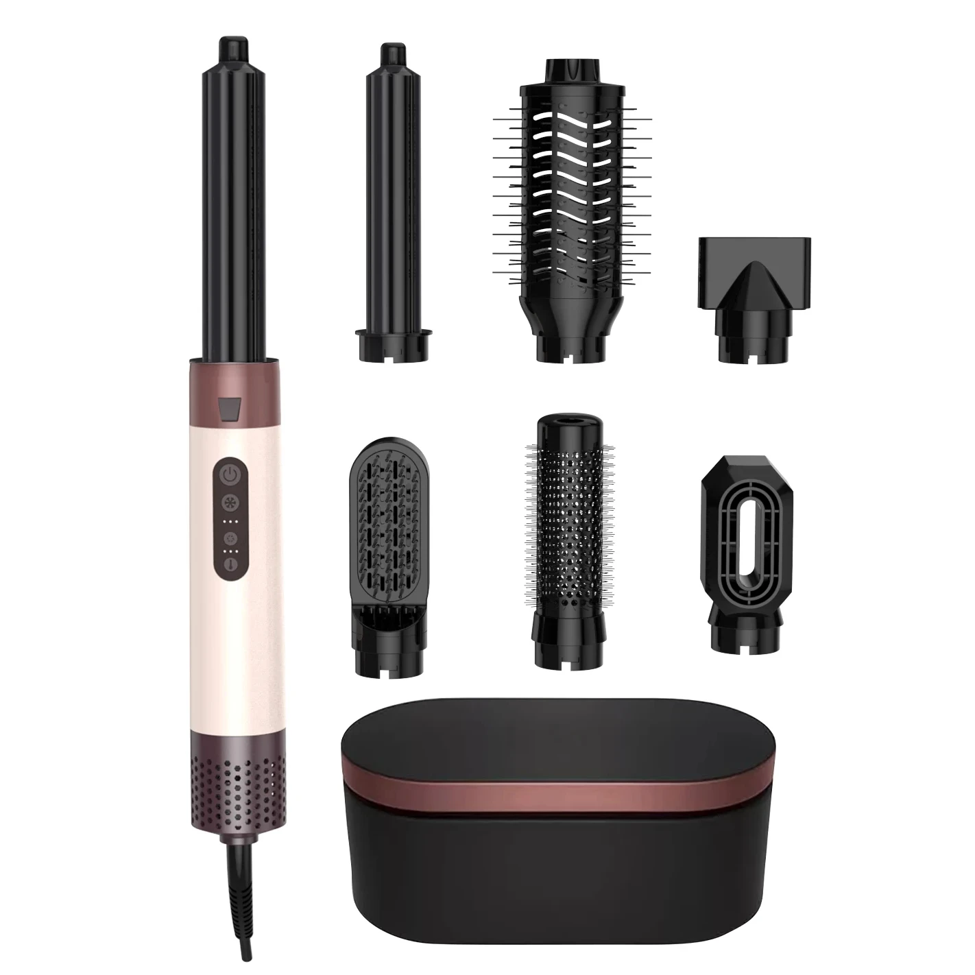 2025 New 7-in-1 1200W BLDC Motor Hot Air Hair Dryer Brush with Diffuser Nozzle 3 Speed Settings for Home Salon or Hotel Use