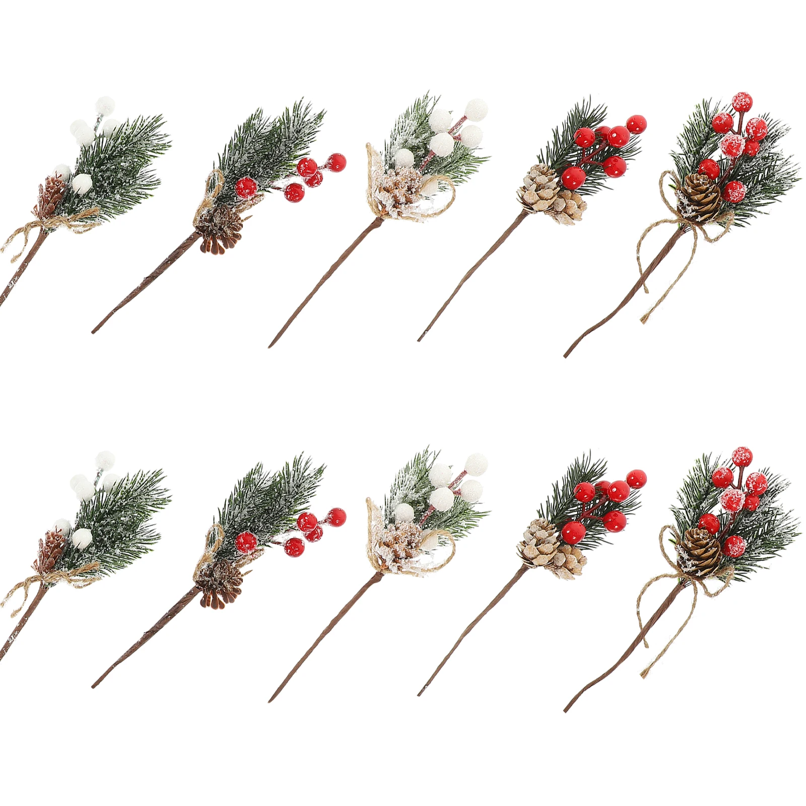 

10 Pcs Tree Ornaments Artificial Pine Picks Decorations Filler Mini Red Berry Winter Party Christmas Vase Fillers Holiday