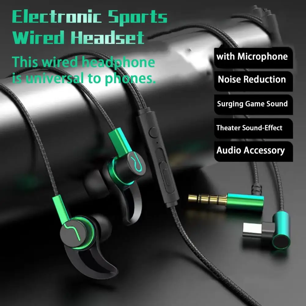 Wired Headphone with Microphone Noise Reduction Theater Game Sound HD-compatible Call No-Delay In-ear Wired Earphone Phone