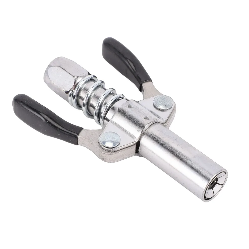 Galvanized Alloy Steel Grease Gun Coupler 1/8in NPT 30cm Spring Tube Grease Gun Nozzle Tips 12000 PSI Universal