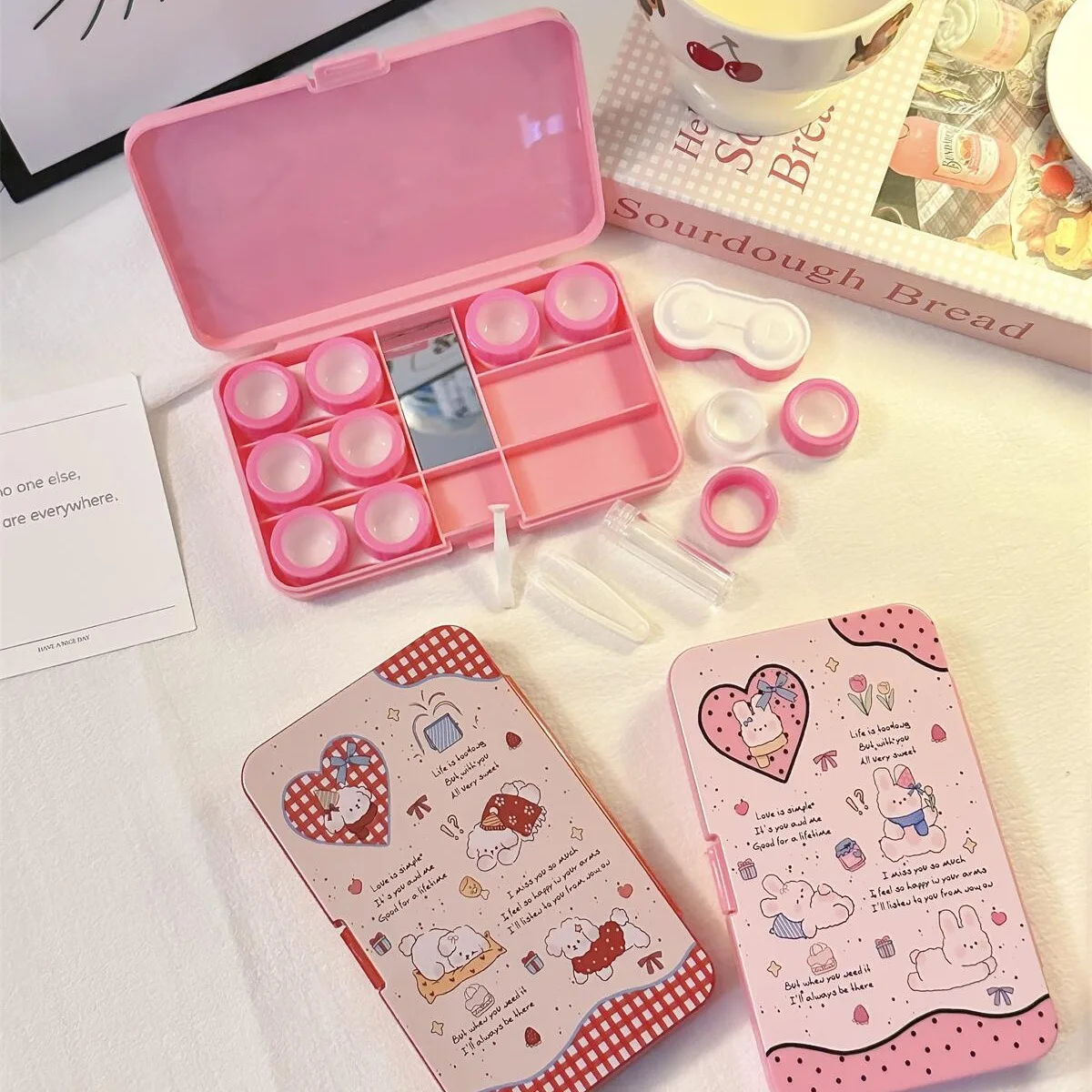 

Коробка для контактных линз в ретро-стиле, цвет Моранди, для хранения и ухода