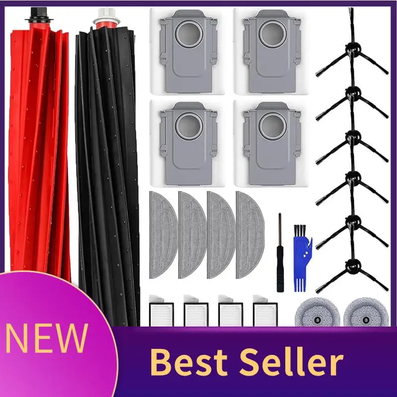 A01M-For Roborock S8 Maxv Ultra جهاز آلي لتنظيف الأتربة فرشاة جانبية رئيسية فلتر Hepa ممسحة منصات أكياس الغبار استبدال أجزاء