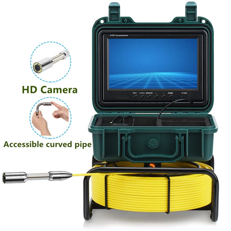 Factory Direct Sales 23Mm Head Push Rod 20M Cable 9 Inch Tft Lcd Monitor Cctv Sewer Pipe Inspection Camera Used for Underground