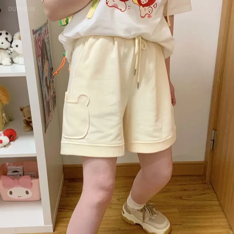 Japanese Sweet Harajuku Preppy Style Short Pants Casual Cute Embroidery Design Spring Summer Commuter Shorts Y2k Streetwears