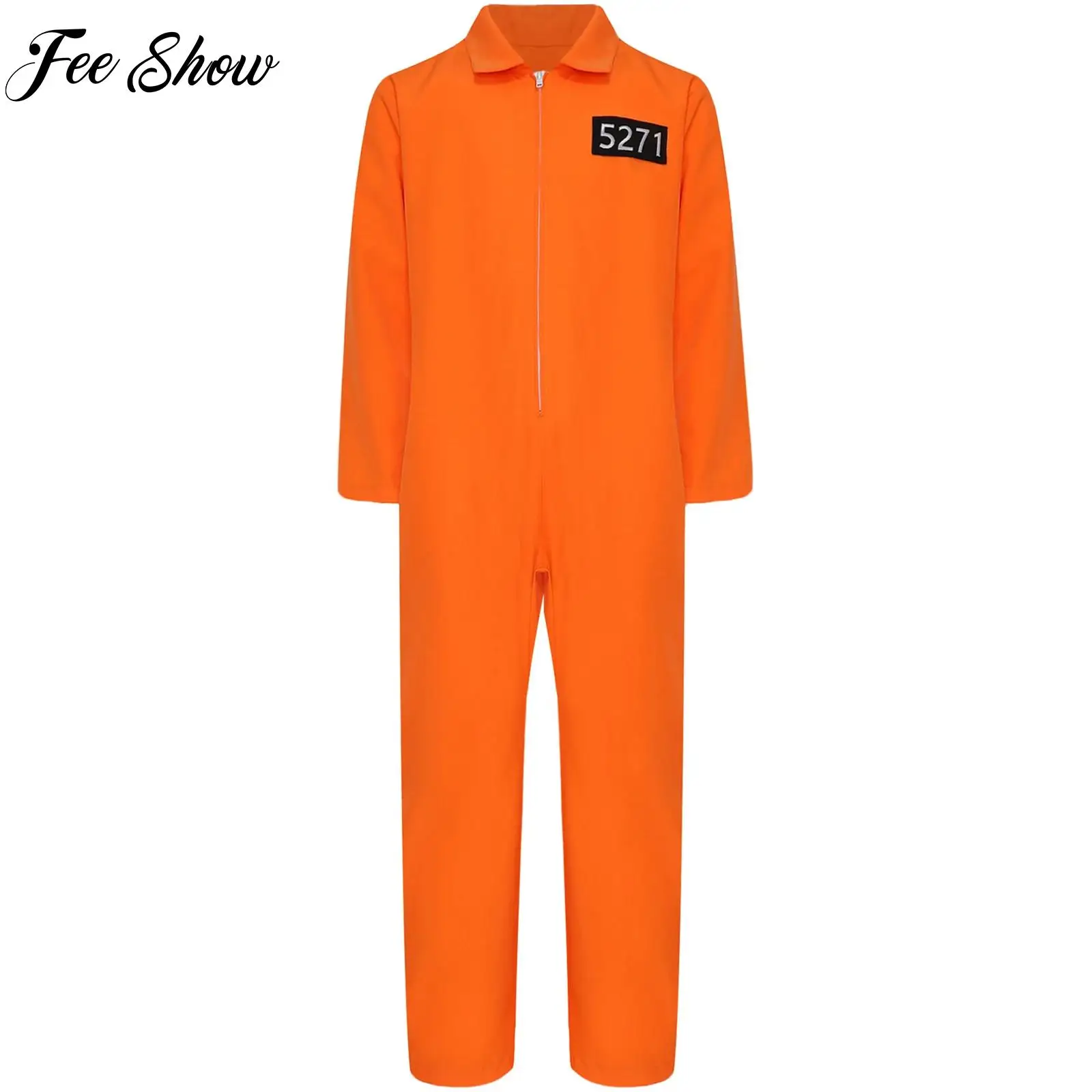 

Halloween Boys Girls Orange Prisoner Jumpsuit Jailbird Cosplay Fancy Dress Up Party Costume Prisoner Jumpsuit New Prison Uniform