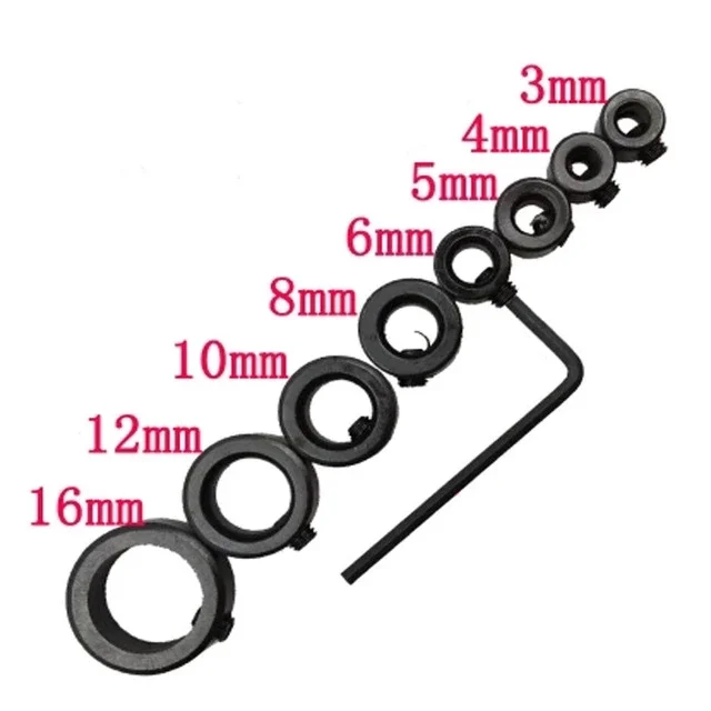 8pcs 3-16mm Woodworking Drill Locator Bit Depth Stop Collars Ring Positioner Drill Locator Wood Drill Bit With Wrench