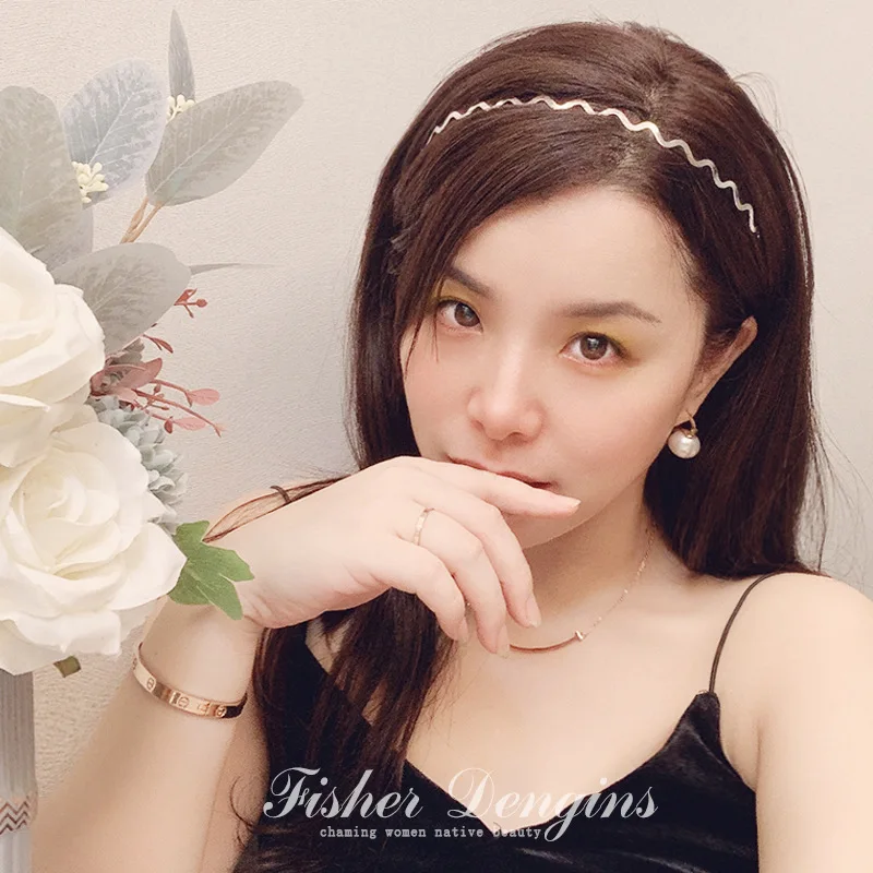 Minimalist Style Wavy Line Headbands Fashion Gold/Silver Color Thin Metal Headband Woman Hair Accessories