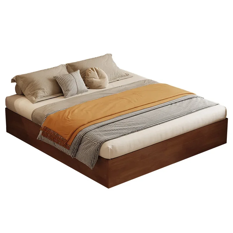 

Tatami floor to ceiling bed, walnut solid wood double high box storage bed