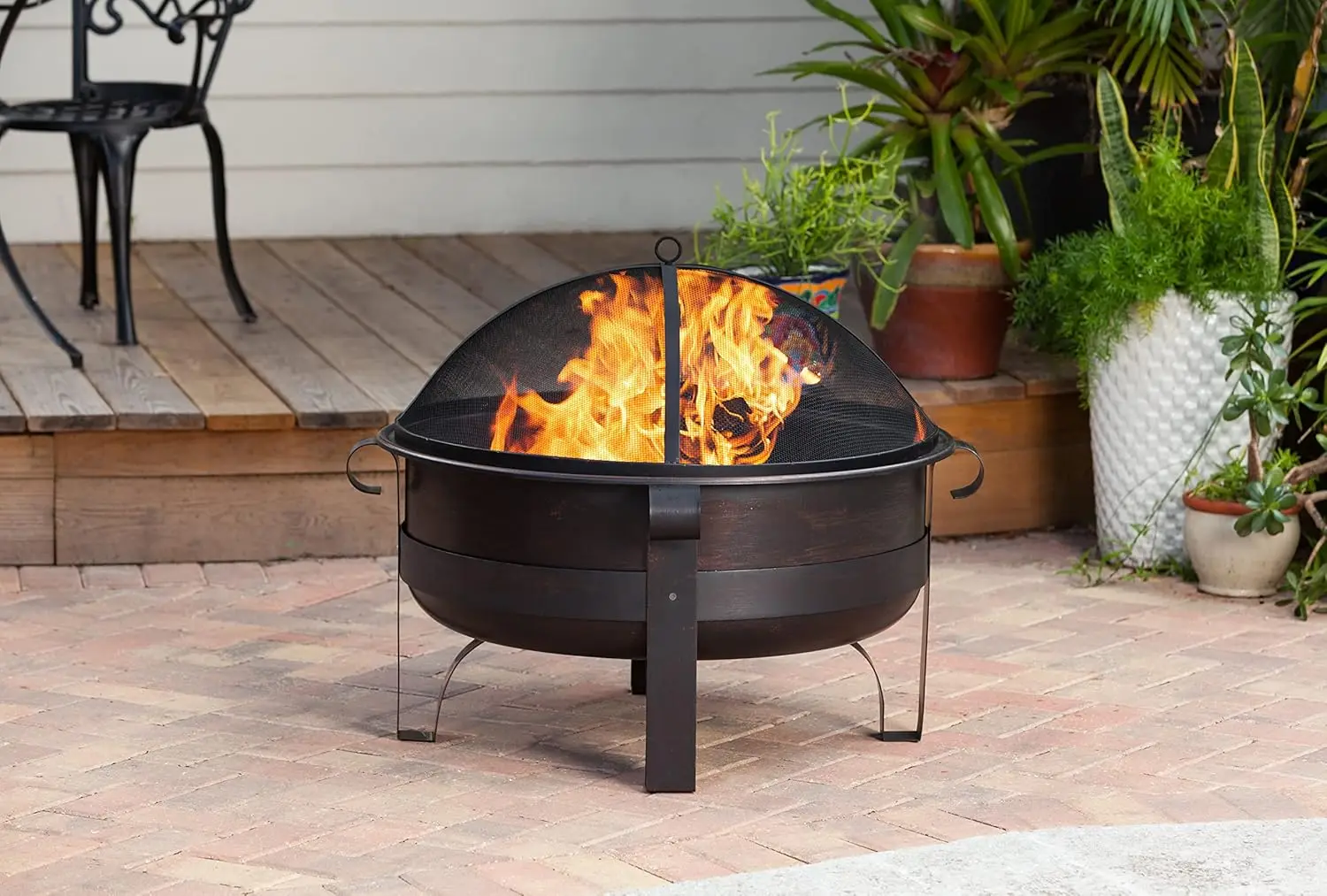 Fire Pit Cornell Wood Burning Unique Brushed Bronze Finish Lightweight Portable Outdoor Firepit Backyard Fireplace Included