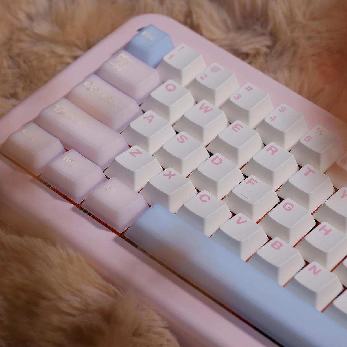 White peach oolong/sea salt soda keyboard keycap semi-transparent full set of PBT + ABS two-color molding original factory heigh