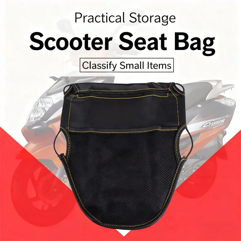

Motorcycle Scooter Seat Bag Tool Storage Motorcycle Under Seat Storage Pouch Bag Zipper PU Leather Storage Package Organizer