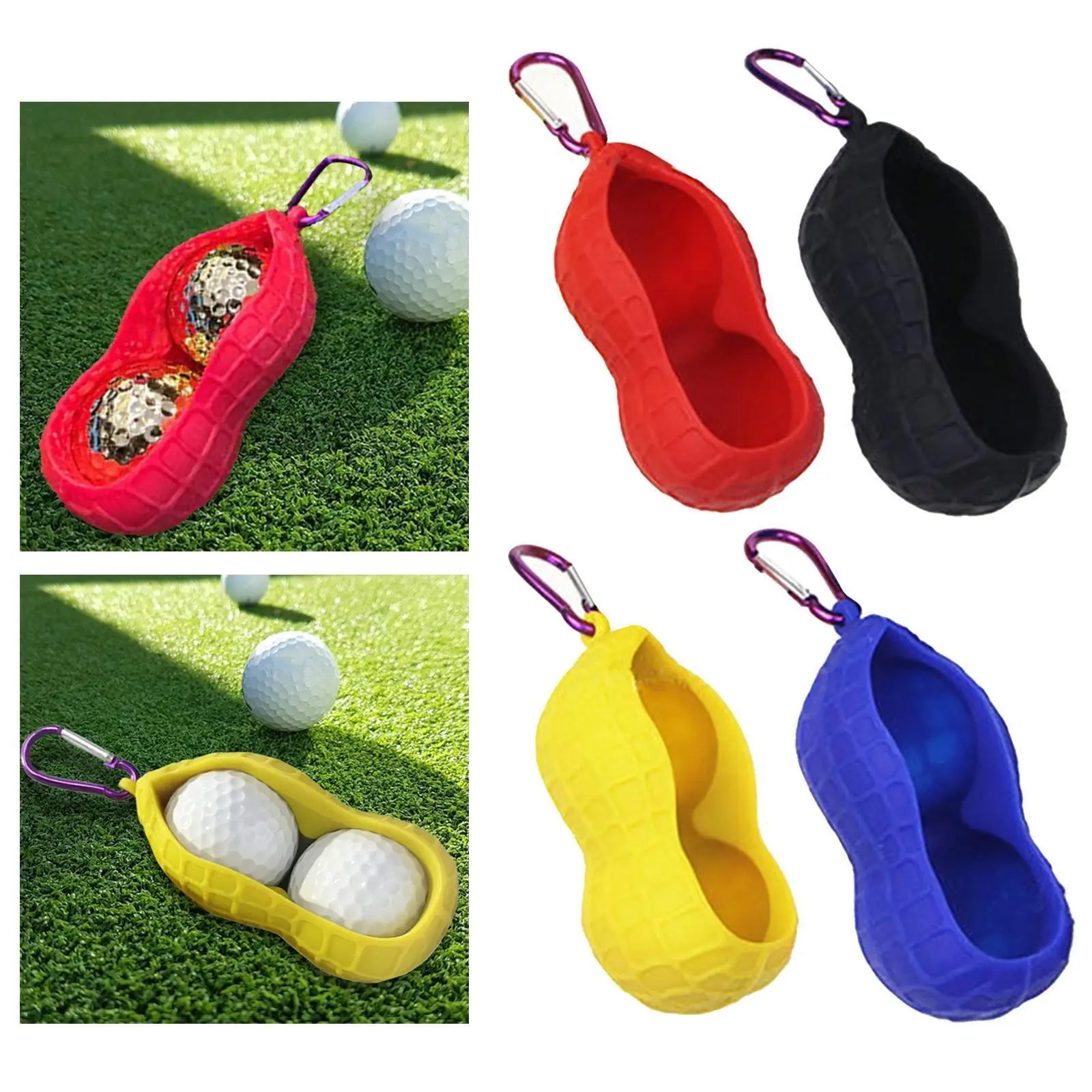 

Golf Ball Silicone Holder Bag Carrier Sleeve Carry Pouch With Carabiner Easy To Carry Double Holes Balls Golf Accessories