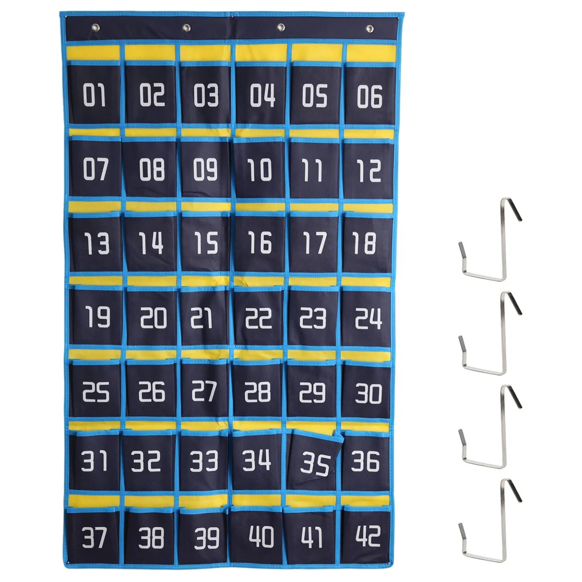 42 Numbered Pockets Chart Cell Phone Hanging Organizer Hanging Storage Bag for Classroom Calculator Mobile Phone Holders