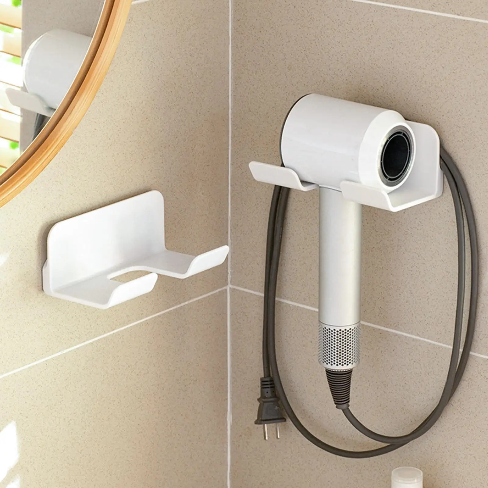 Wall Mounted Hair Dryer Storage Holder Does Not Require Punching Multifunctional Bathroom Hair Dryer Holder Accessories