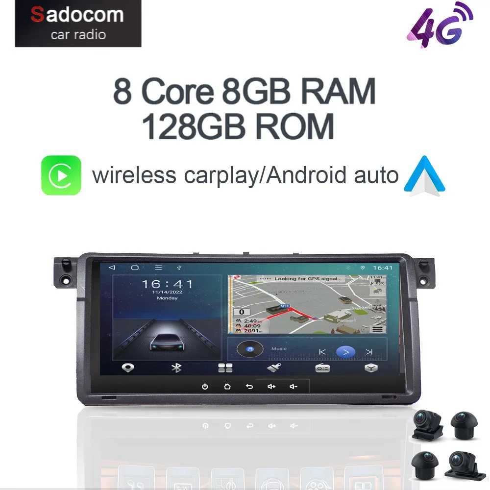 

Carplay 8.8" Android 12.0 RDS autoradio 128GB ROM 8GB RAM Car Audio DVD GPS car radio Glonass for BMW E46 M3 318/320/325/330/335