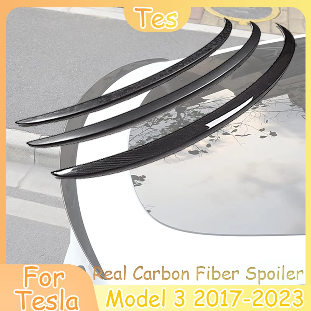 For Tesla Model 3 Real Carbon Fiber Spoiler Trunk Wing Spoiler 2017-2023 Real Carbon Fiber Original Car Spoiler Accessories New