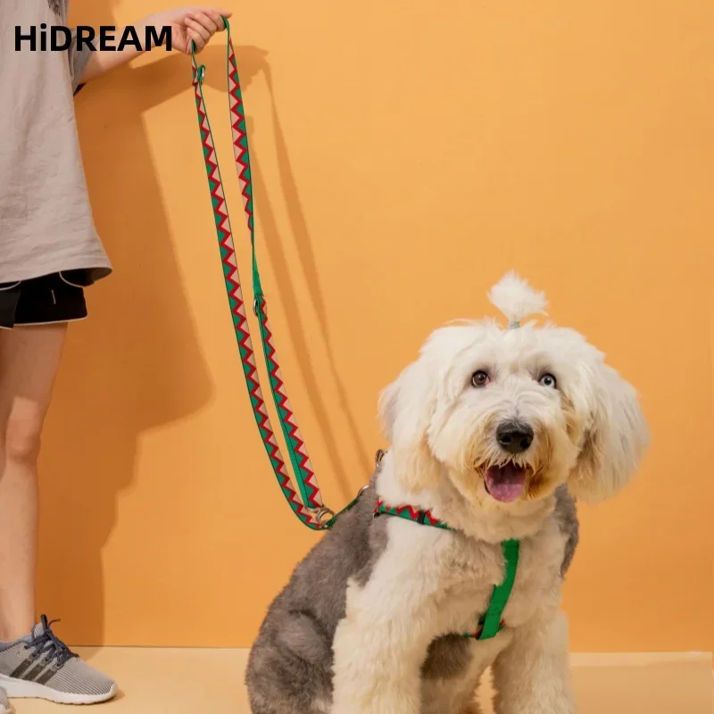 HiDREAM Rainbow Free Hands Multifunctional Traction Rope Adjustable Double Head Pull Crossbody Small Medium Large Dogs Fashion