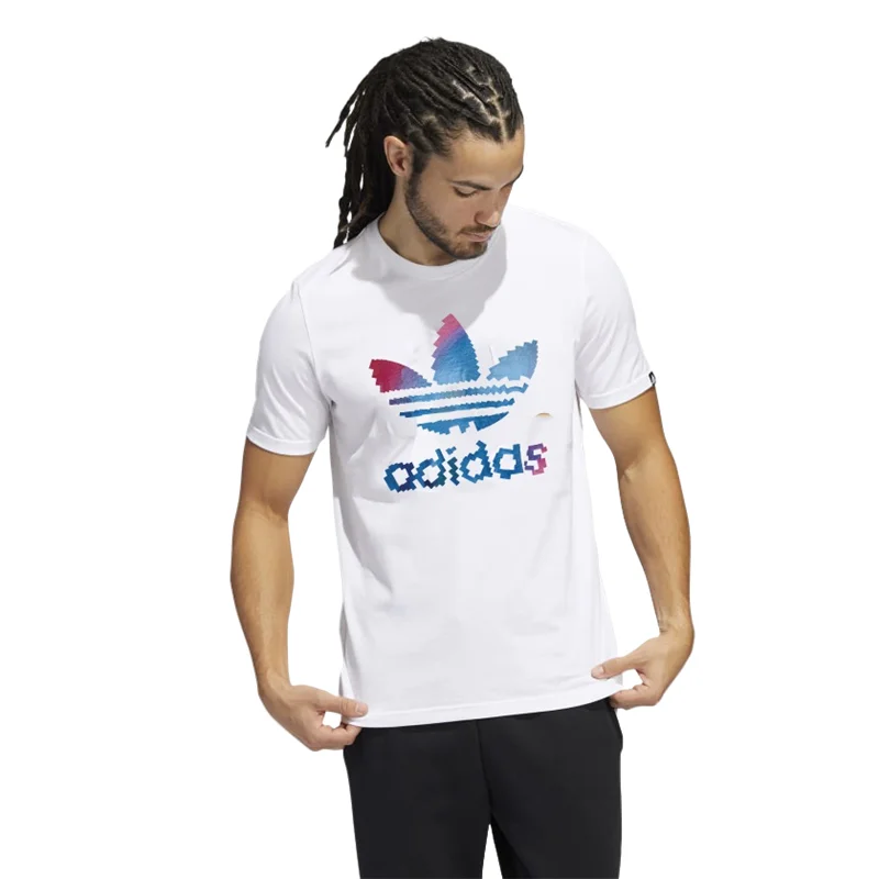 

Adidas IN8012 Футболка с круглым вырезом и короткими рукавами с принтом, оригинальный хлопок, 220 г, белый цвет, S-4XL