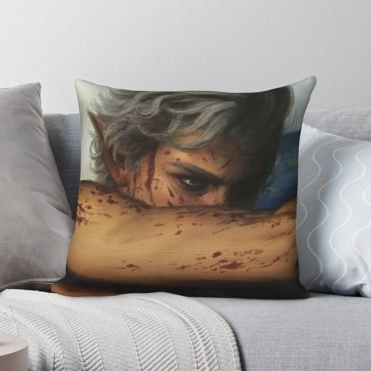 The Pale Elf Astarion Square Pillowcase Polyester Linen Velvet Printed Zip Decorative Sofa Cushion Cover