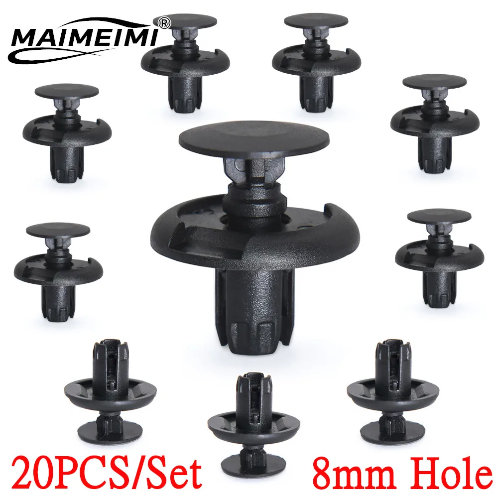8MM Hole 20PCS/Set Auto Bumper Fastener Rivet Push Clips Retainer Fastener Fender Car Door Trim Panel Clip for Toyota For Nissan