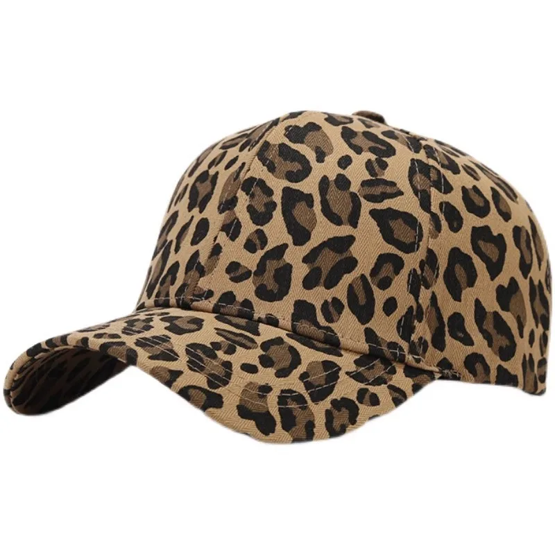 2024 New Leopard Print Vintage Washed Cotton Baseball Cap Women Hip Hop Ponytail Messy Buns Outdoor Sport Hats Accessories