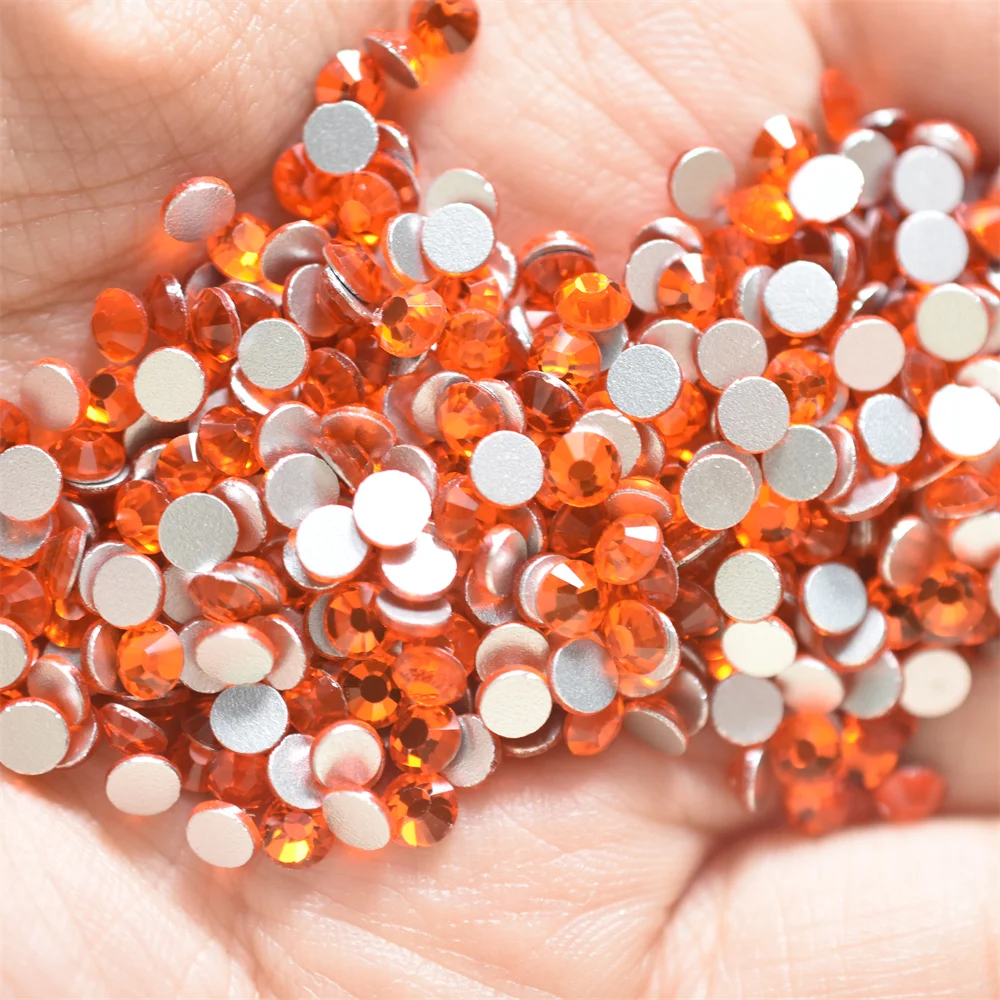 1440PCS SS4-40 Hyacinth Glass Orange Red Nail Art Decorations Non Hotfix FlatBack Rhinestones Loose Stones Crystals  Strass DIY