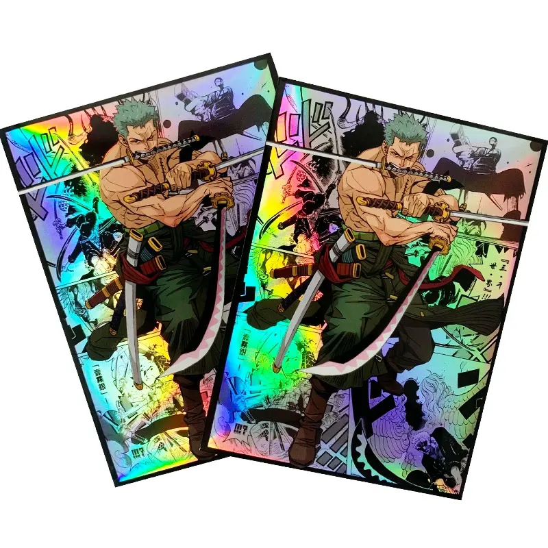 Protetor de Cartas Comerciais, Animação Holográfica Mangas PTCG, Escudo TCG, Tampa Do Deck Do Cartão Do Laser, Tamanho Padrão, 66x91mm, 60Pcs