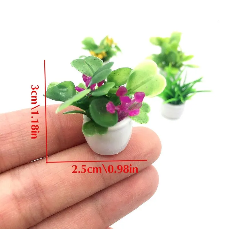 Dollhouse Plant, Miniature Bonsai Plant, Mini Potted Plant, Flower Model, Small Fake Green Decorative Toyhouse