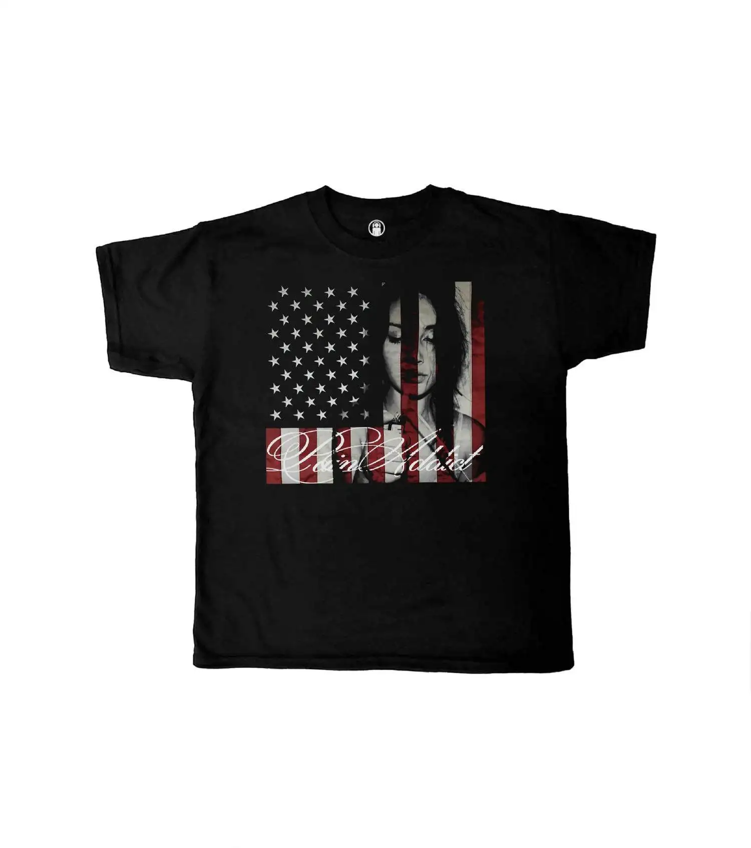 Y2K Gothic USA Flag Portrait Print T-shirt Retro Oversized G