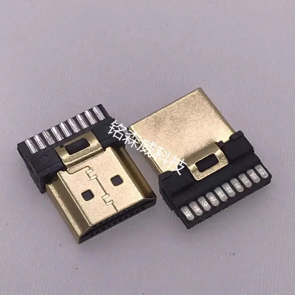 For HDMI socket high definition TV data interface 19PIN pin core, welding wire, gold-plated HDMI male welding type