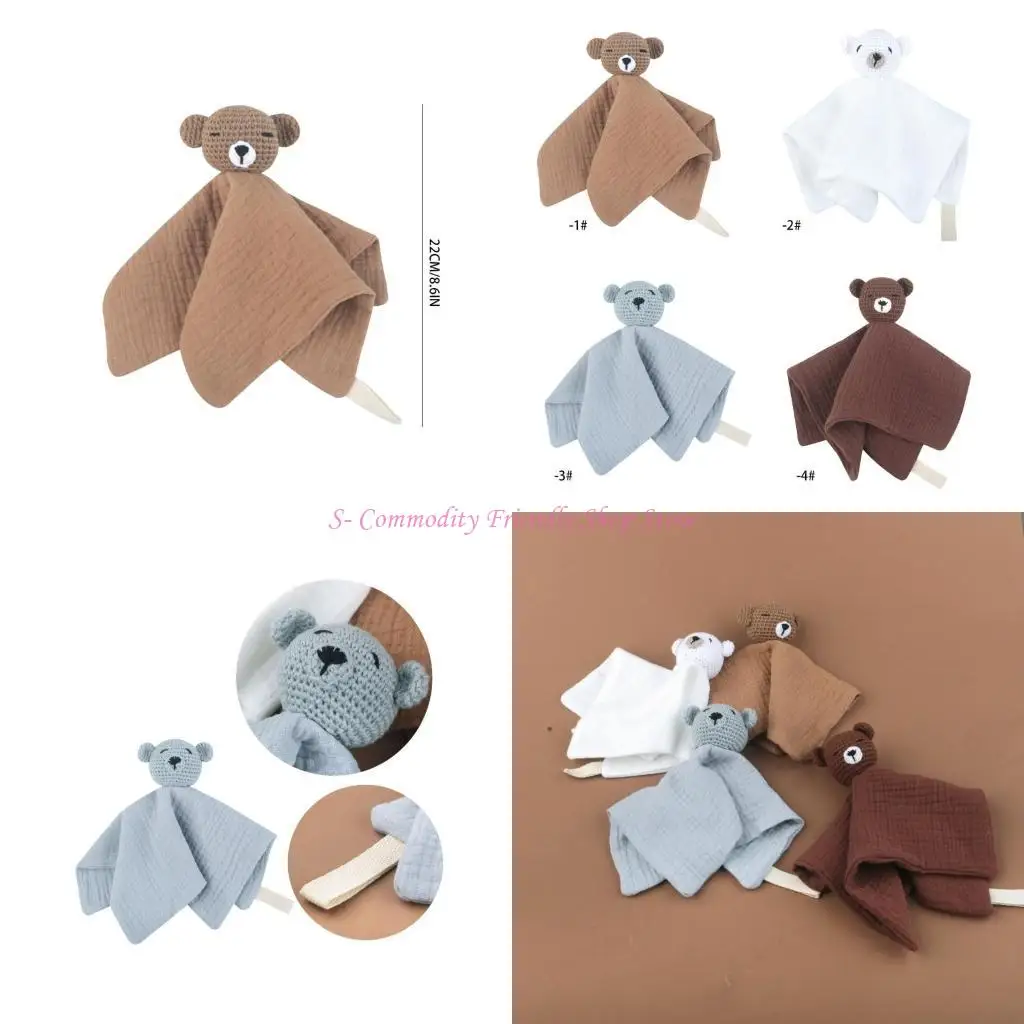 

85AE Baby Infant Animal Soothes Appease Towel Lovely Knitted Bear Sleeping Doll Toy