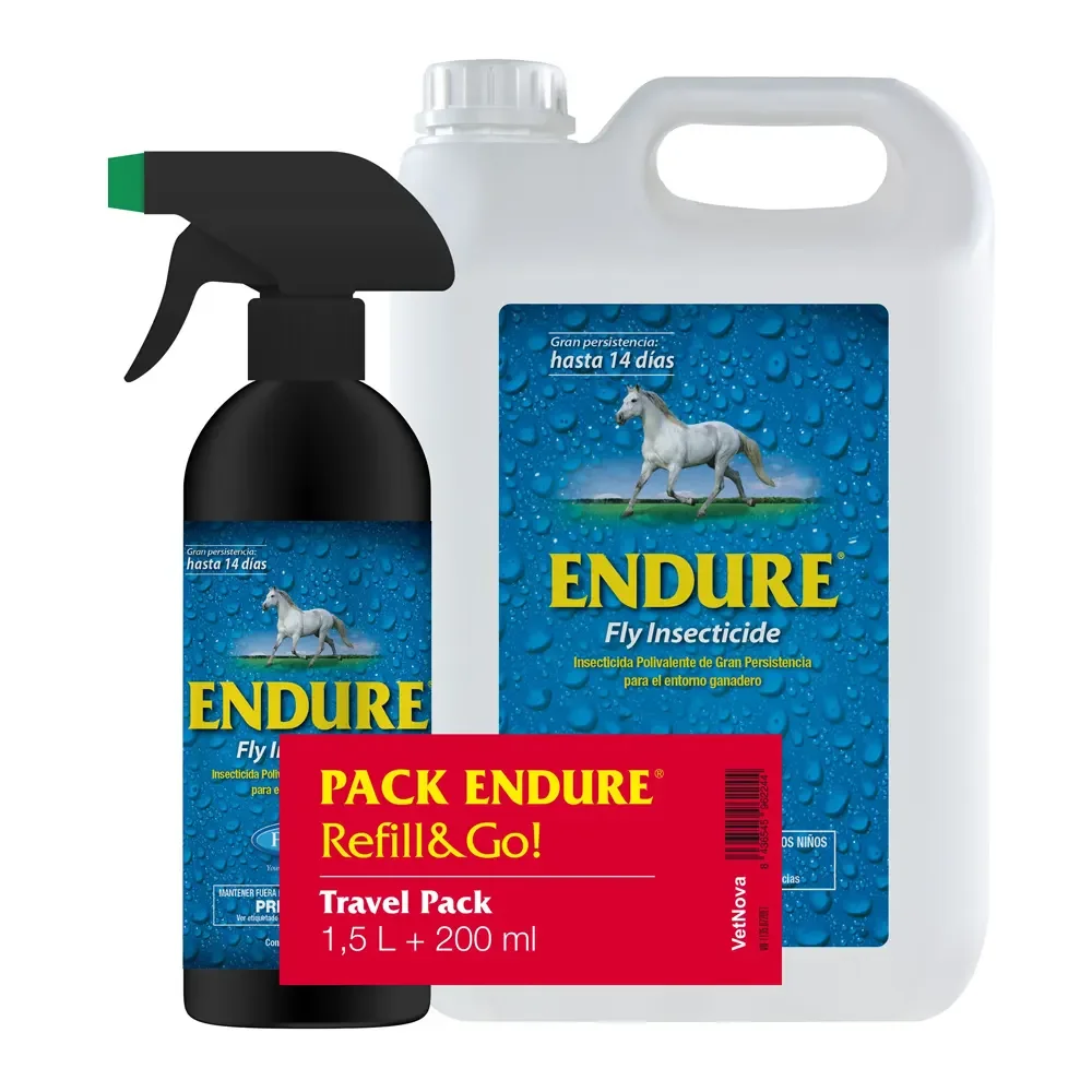 ENDURE Refill & GO! (PACK Spray de 200 ml + Recarga de 1,5 L) repelente de insectos para caballos Vetnova