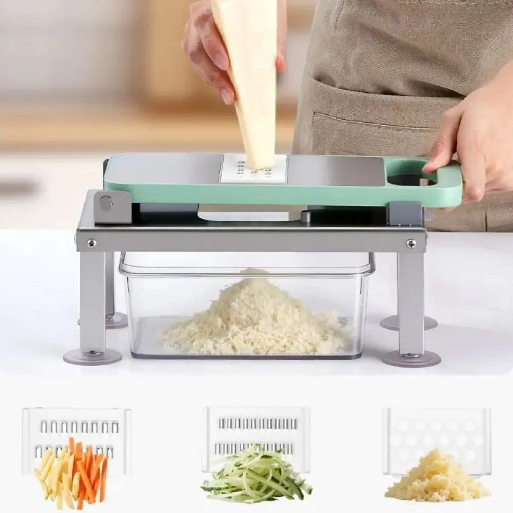 Stainless Steel Multi-Functional Vegetable Chopper with Storage Container Manual Vegetable Cutter Efficient Labor-saving