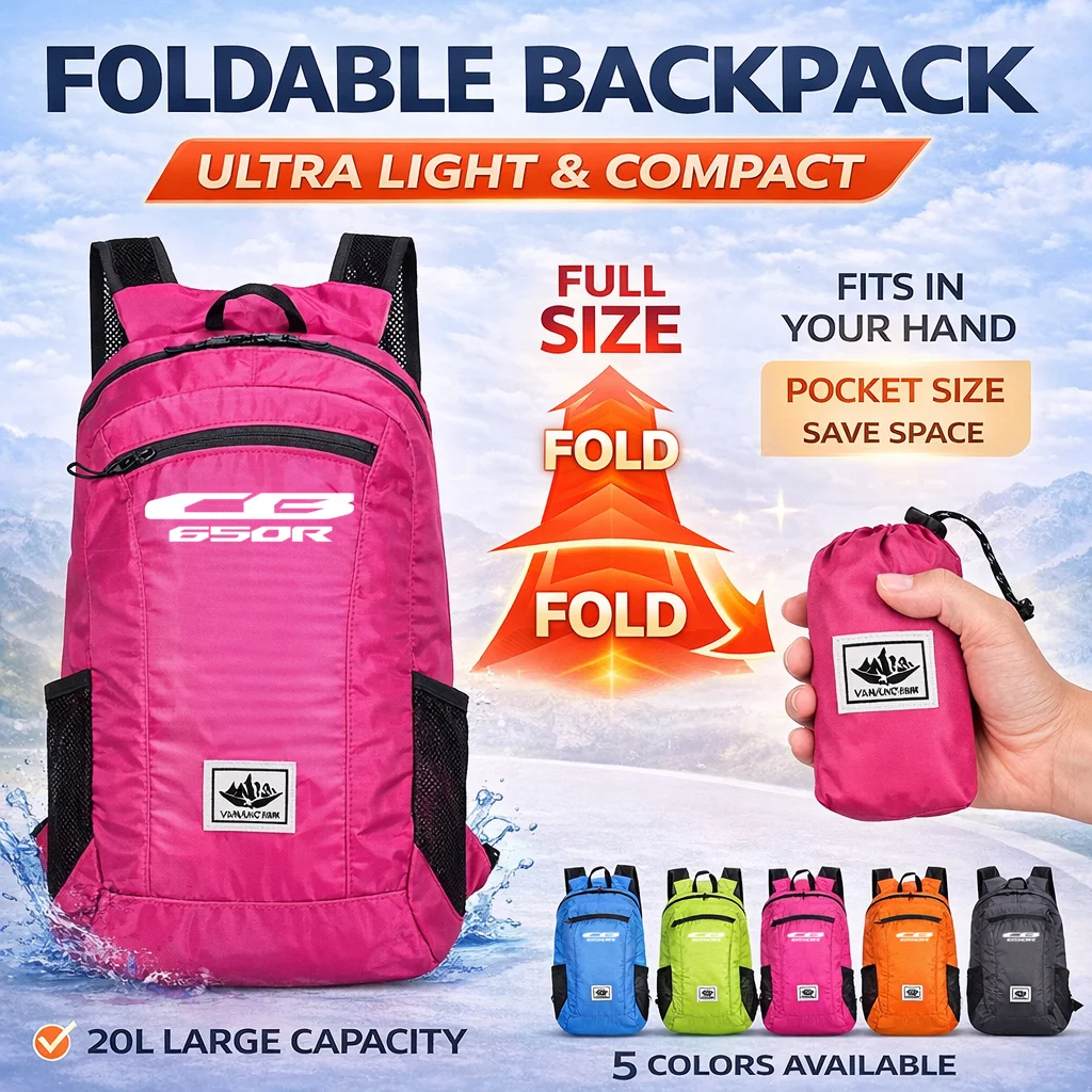 

20L Foldable Motorcycle Backpack For HONDA CBR650R CBR 650R 2018 2019 Portable Ultralight Outdoor Hiking Camping Cycling Travel