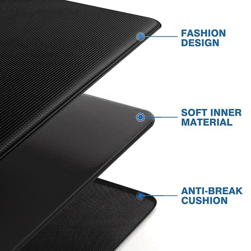 Cushioned Anti Fatigue Kitchen Mats for Floor, Waterproof Kitchen Rug Set for Kitchen, Floor, Office, Black-A73M