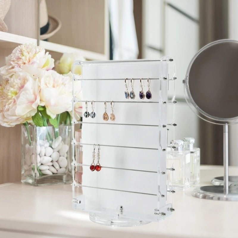 Practical Bead Display Holder Acrylic Jewelry Display Stand Double Sided Rotating Bead Rack for Retail and Exhibition