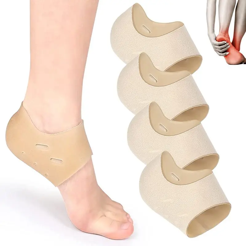 Silicone Heel Protectors Gel Heel Cups Heel Sleeves for Relieve Heel Pain Dry Cracked from Plantar Fasciitis Heel Spur 1 Pair