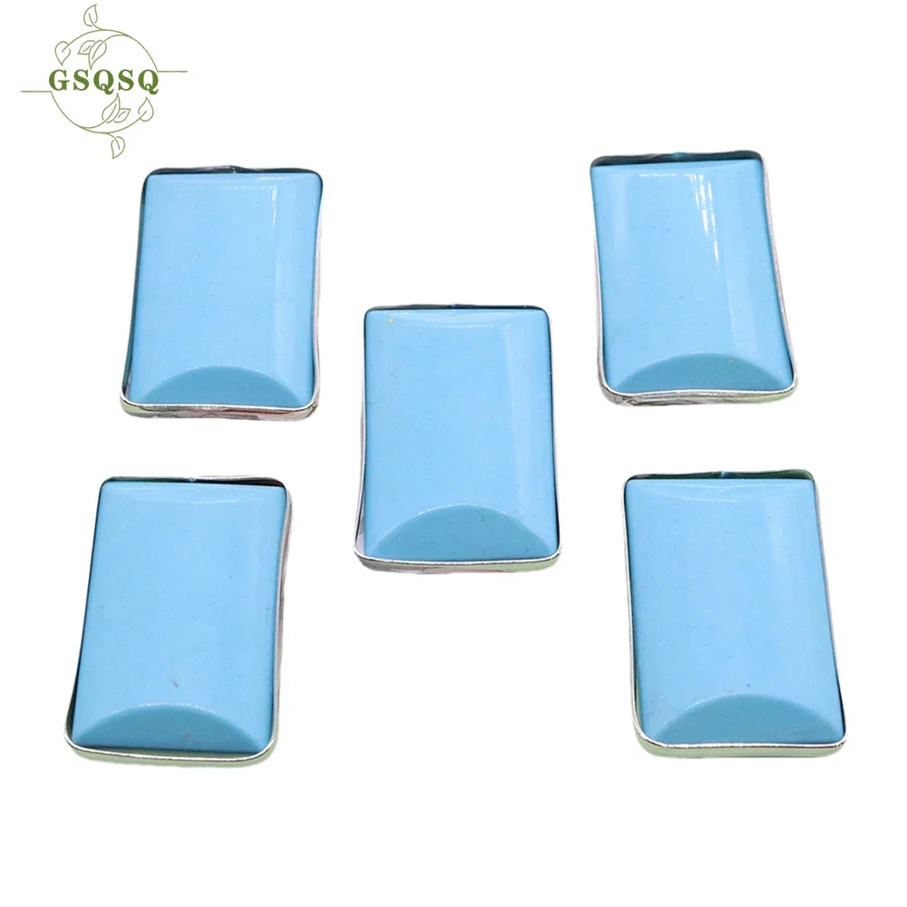 

Модный Синий Бирюзовый кулон, очаровательный ретро кулон из натурального камня 22x36 мм, женское ожерелье, серьги, аксессуары для изготовления ювелирных изделий