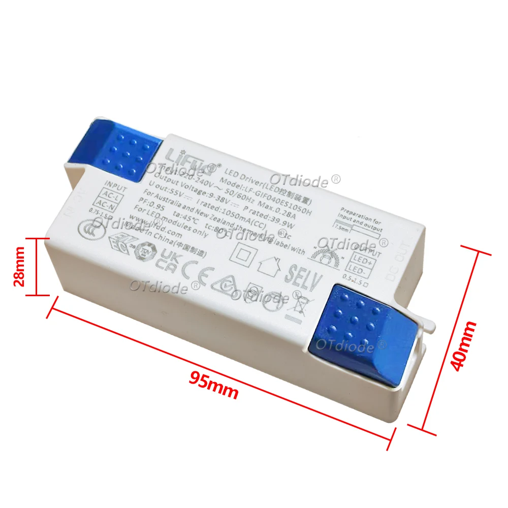 High Power Lifud LED Driver DC9-42V Constant Current 600mA 650mA 700mA 750mA 800mA 850mA 900mA 950mA No Flicker LED Power Supply