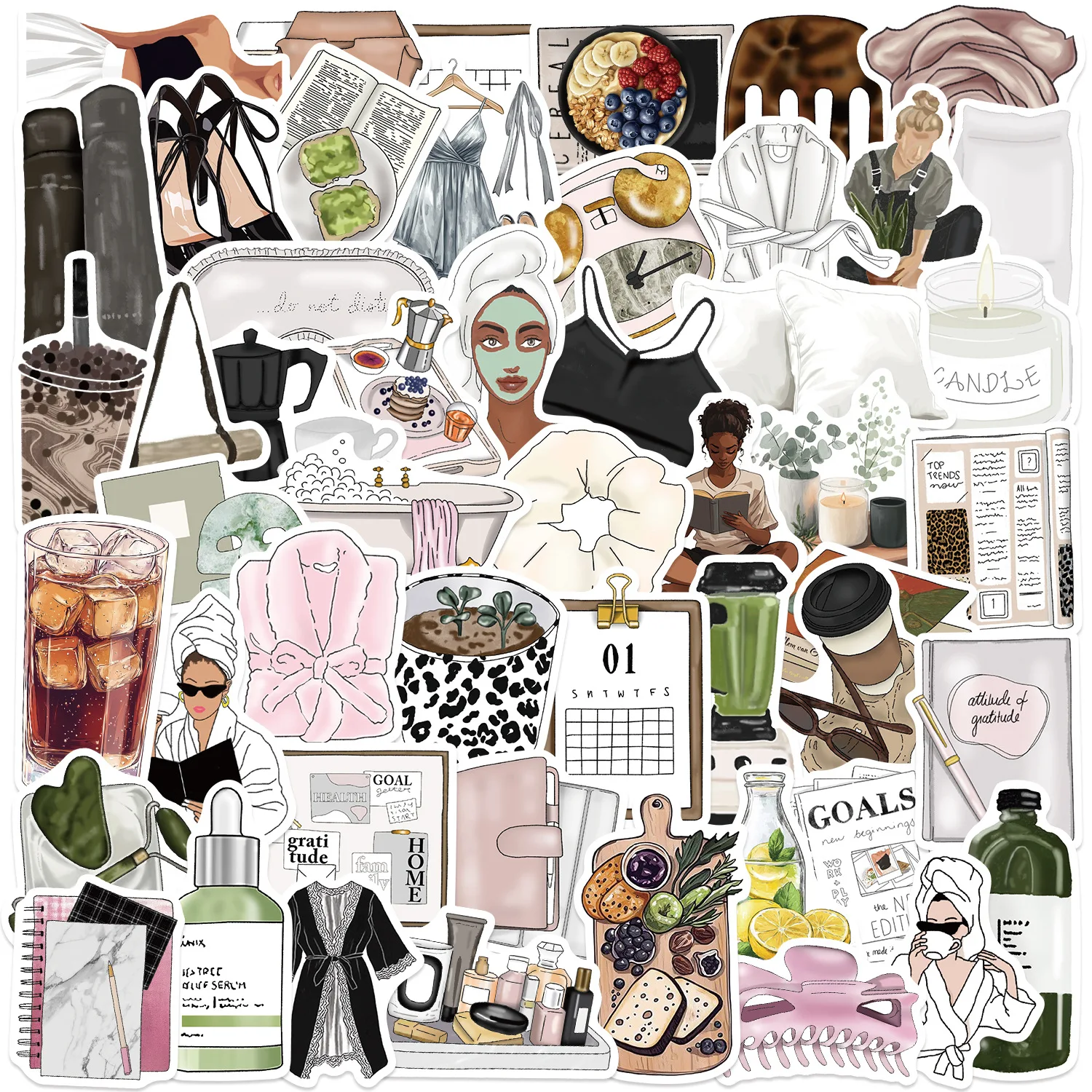 10/30/50pcs Clean Girl Stickers Decals For Laptop Scrapbook Luggage Guitar Helmet DIY Graffiti Aesthetic Stickers Creative Gifts