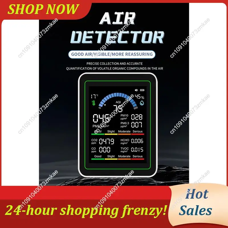 

Ежедневная распродажа, формальдегид CO 2, монитор качества воздуха 10 в 1, тестер температуры и влажности, детектор для внутреннего и наружного использования, черный