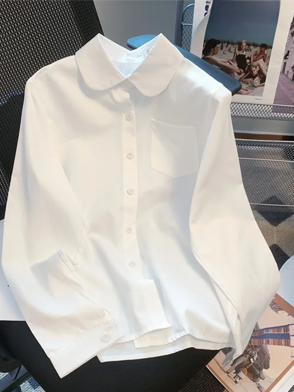 White Loose Fit Polyester Women's Shirt