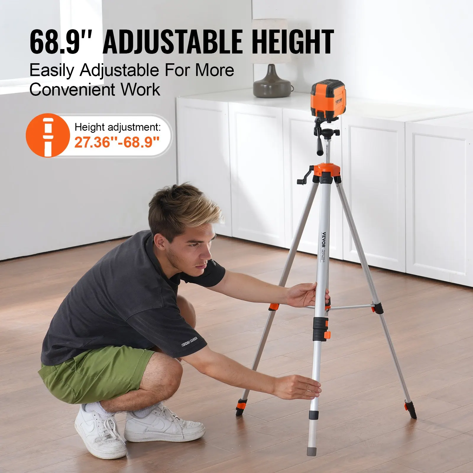 Laser Level Tripod X 20 Thread 27.36-68.11 Inch Height Adjustment