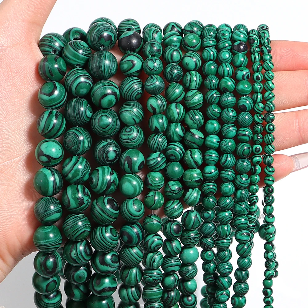 1 Strand Natural Green Malachite Stone Beads 4/6/8/10/12mm Loose Spacer Bead for Jewelry Making Bracelet Necklace Accessories