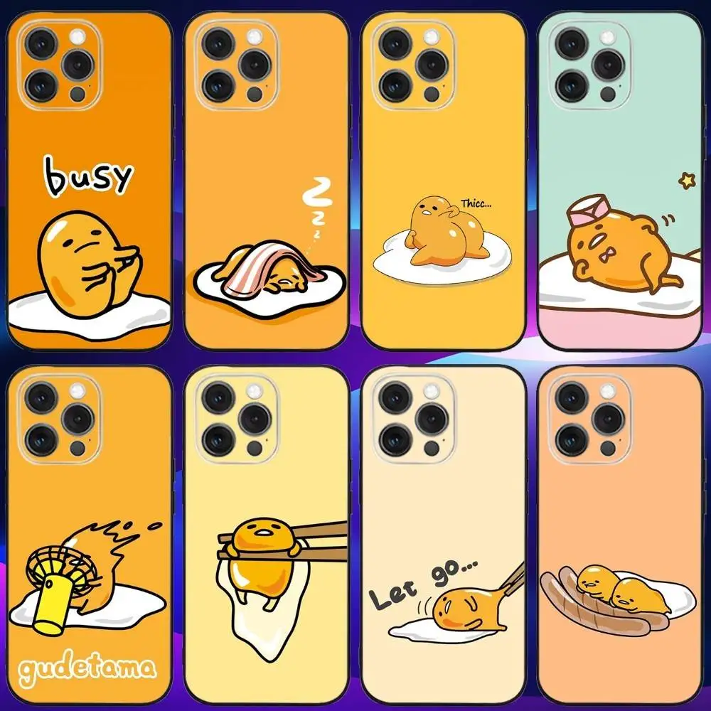 

G-Gudetama Cute E-Egg Phone Case For iPhone 16e,16,15,14,13,12,11,Pro,X,XS,Max,XR,Plus,Mini Soft Black Cover