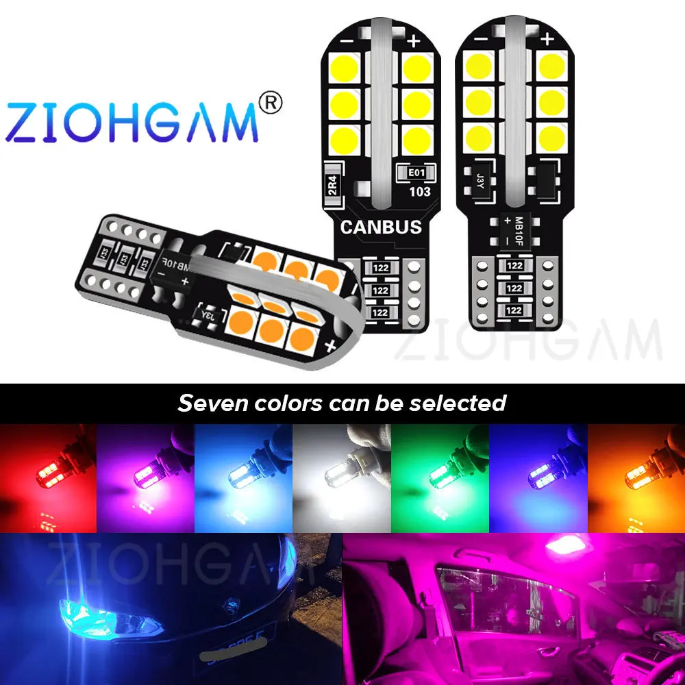 ZIOHGAM 2PCS CANBUS T10 Led Super Bright W5W 194 Bulb WY5W Interior Parking License Plate Read Side Marker Lamp Car Signal Light