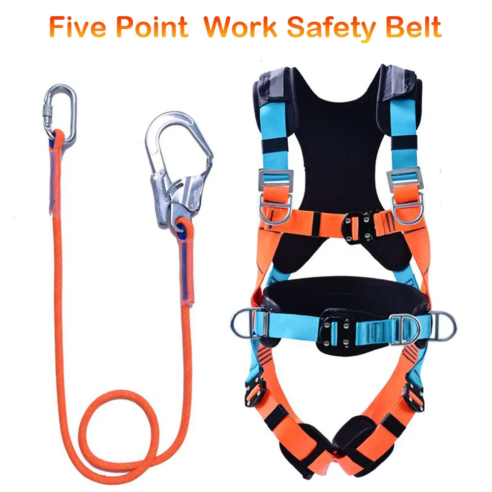 Five-point High Altitude Work Safety Belt Full Body Safety Harness Rope Outdoor Climbing Training Anti Fall Protective Equipment