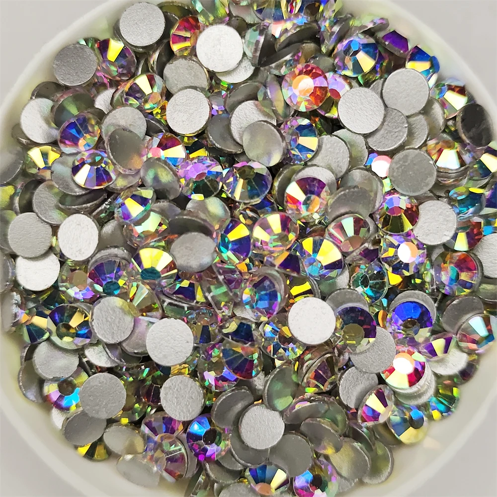 Glitter Crystal Clear AB Glass Non Hot Fix Rhinestone FlatBack Strass Sewing & Fabric Garment Nail Art Rhinestone Decorations