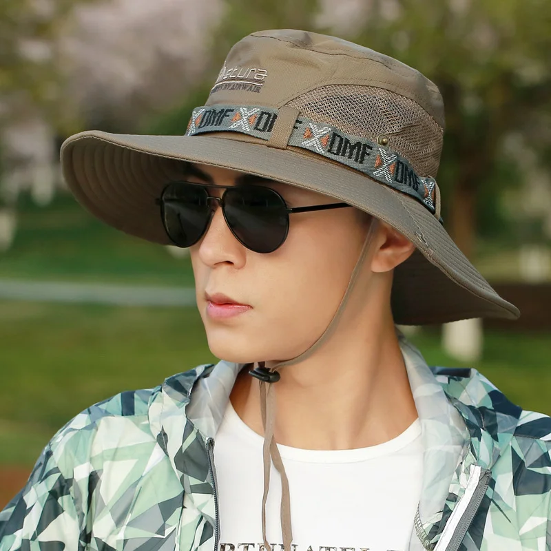 Summer Adjustable Outdoor Fishing Hat Sunscreen Protection Breathable Foldable Bucket Hats Men Women Hiking Camping Panama Cap 2